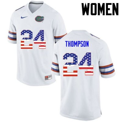 Women's Florida Gators #24 Mark Thompson NCAA Nike White USA Flag Fashion Authentic Stitched College Football Jersey MSX0262GP